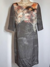 St. John Women's Silk Watercolor Abstract Sheath 3/4 Sleeve Dress Size 2