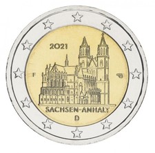 Germany 2 Euro 2021 Bimetal UNC F Federal State of Saxony-Anhalt. Magdeburg c...