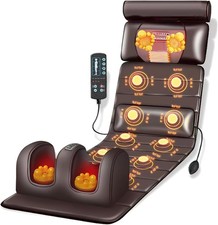Full Body Heated Massage Mat with Foot Massage Neck Shiatsu Rollers