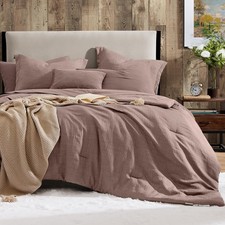 Geniospin King Size Comforter Set- 7 Piece Misty Rose Textured King Bedding Set,