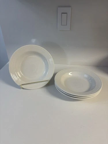 Fiestaware Fiesta Set Of 4 Retired White (1986-1992)  Rimmed 9” Soup Bowls Nice