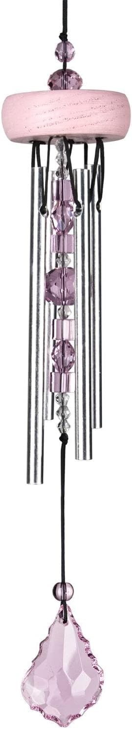 Woodstock Chimes Signature Collection, Crystal Gem Drop Chime, 10'' - Rose Pink