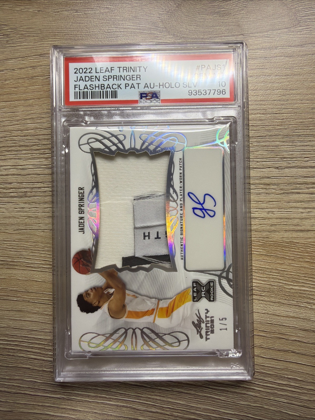 2022 Leaf Trinity JADEN SPRINGER FLASHBACK PAT. AUTO HOLO SILVER 1/5 PSA 10 💎 view 10