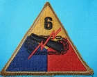 WW2 ERA 6th ARMORED DIVISION PATCH US MILITARY BADGE UNITED STATES WORLD WAR II