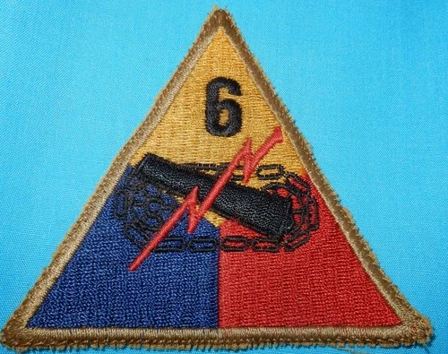 WW2 ERA 6th ARMORED DIVISION PATCH US MILITARY BADGE UNITED STATES WORLD WAR II