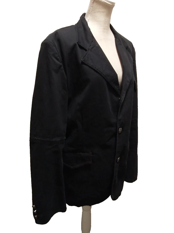 House of Howe English Country Gentlemen Black Cotton Logo Button Gothic Coat 44 - Image 4 of 4