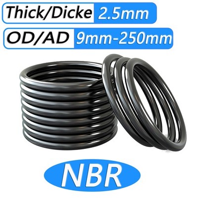 O-Ringe Dichtringe Dichtungsringe Ø 9 - 250 mm / Schnurstärke 2,5mm / NBR 70