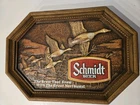 Vintage Plastic 1980s Schmidt Beer Woodie  Ducks Advertising Sign Wall Mount