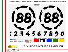 2X Numero adesivo personalizzato vintage Cafe Racer Scrambler moto stickers 10CM