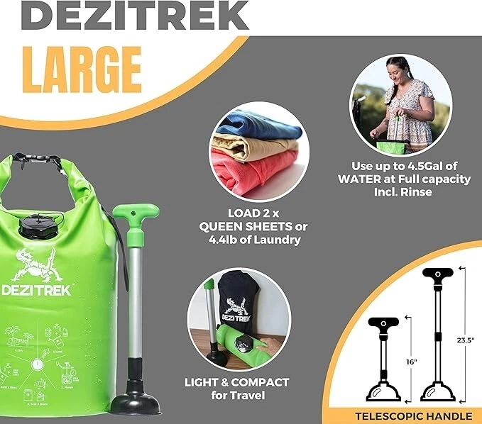 Juego grande de bolsa de lavado de mano y émbolo fuera de la rejilla lavadora no eléctrica Foto 2 de 4