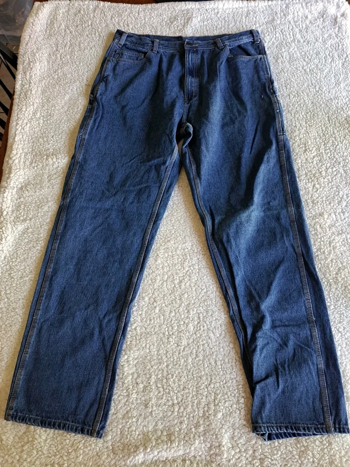 Pantalones de mezclilla Berne Apparel para hombre azul carpintero rectos utilitarios medidas 40x35 Foto 2 de 4