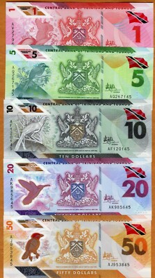 Trinidad & Tobago Polymer Banknote Set - $1, $5, $10 (2020 Issue, UNC)