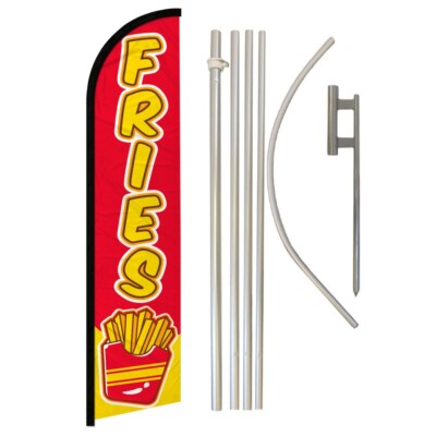 Fries Full Curve Windless Swooper Flag Pole Kit Concessions Food