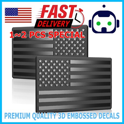3D American Flag Emblem Sticker Metal Decal Black  5''x 3'' Car Truck SUV Decor