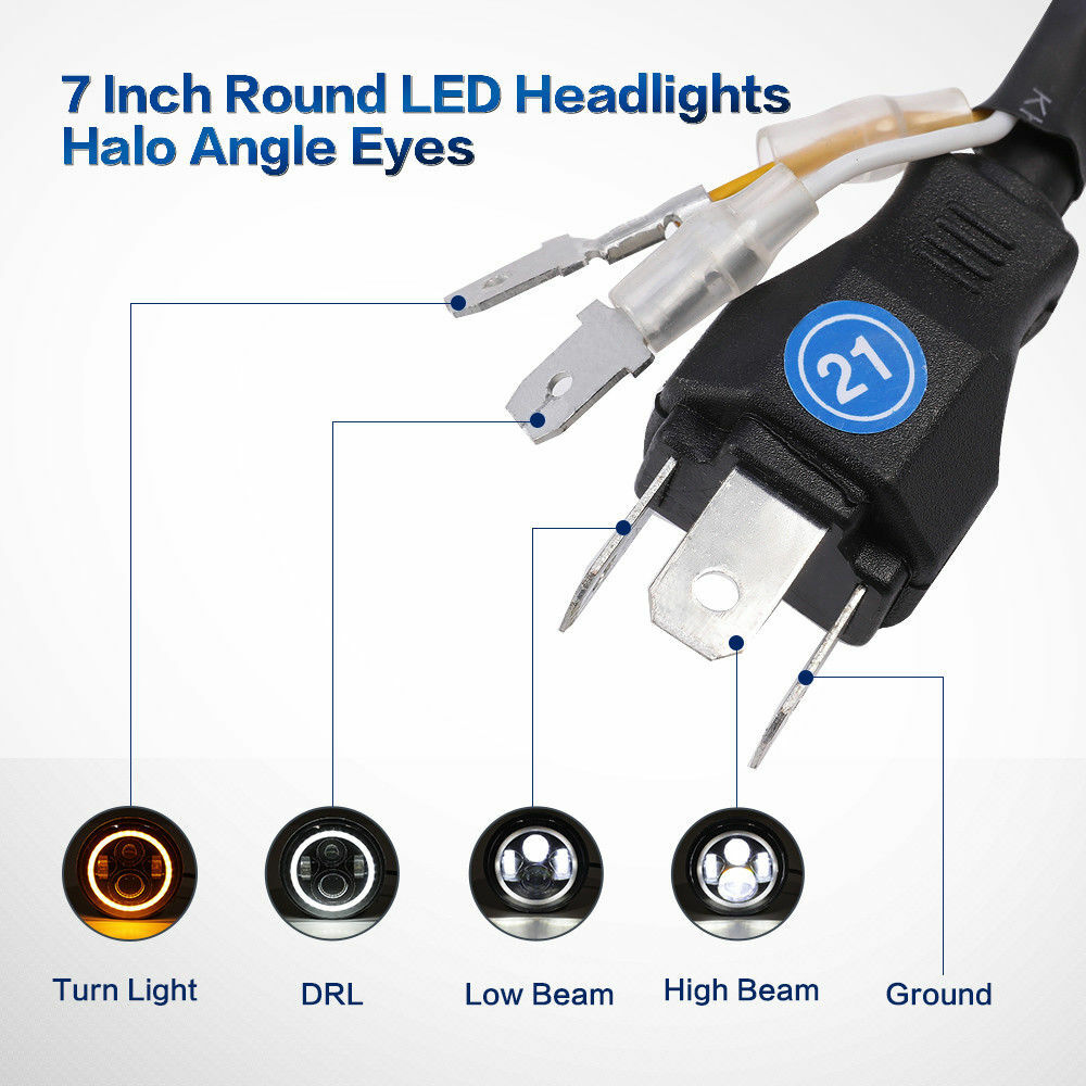 Pair 7inch For 90-97 Mazda NA Miata MX5 MX-5 H6024 LED Headlights Halo Angel Eye