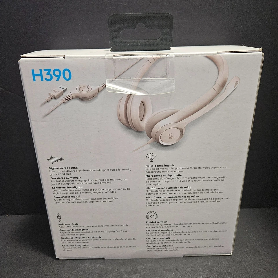 Logitech H390 Over-Head Comfort USB Headset Noise-Canceling Microphone Pink - Image 2 of 4