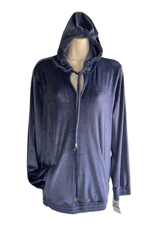 Sudadera Michael Kors Terciopelo Con Capucha Bolsillos Cintura Elástica Talla L Nueva Foto 2 de 4