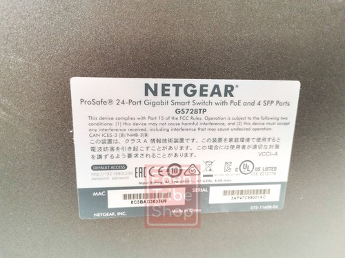 Netgear GS728TP ProSafe Netgear 24-Port Gigabit PoE Smart Switch - No Ear Racks - Picture 4 of 6