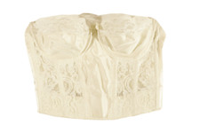 Vintage Victoria's Secret Gold Label Corset Boning Longline Ivory Satin Lace 34C