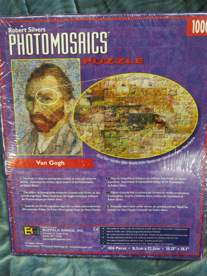 Van Gogh Self Portrait 1000 Piece Puzzle Photomosaics Robert Silvers Complete - Image 2 of 2
