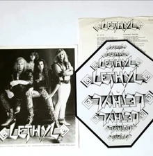 LETHYL 1990 PROMO PHOTO 45 RECORD HEAVY METAL GLAM VINYL PIC DISC COLOR 80 7" lp