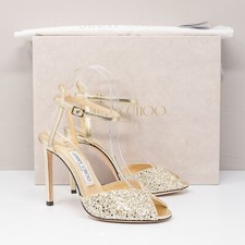 Tacones Jimmy Choo Sacora 100 Moon Sand Infinity Glitter, talla 36 (6 EE. UU.)
