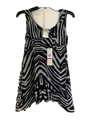 $295 Fuzzi  Gaultier Mesh Art Deco Tunic Top Abstract Small Sleeveless Shirt New