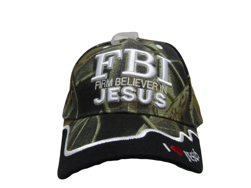 JESUS RELIGIOUS BALL CAP FBI FIRM BELIEVER IN JESUS WOODLAND CAMO COLOR HAT
Opens in a new window or