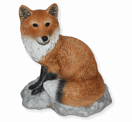 Figura Decorativa fuchs Seduto Roccia Collezione Castagna Di Resina H 24 CM - Foto 1 di 5