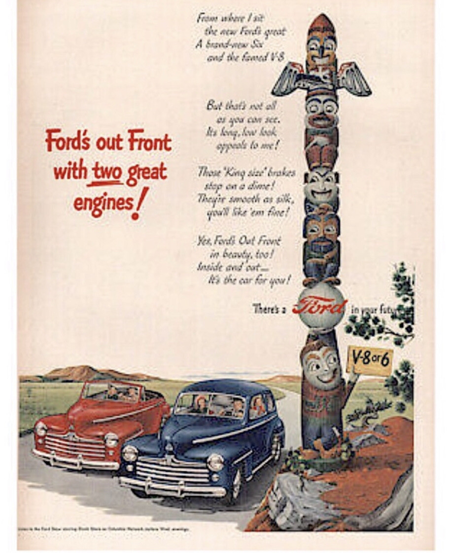 FORD　VintagePoster Vintage 1947 rare Ford advertisement poster with cars totem