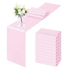 12 Pack Light Pink Satin Table Runner 12 x 108 Inch Smooth Table Runners for ...