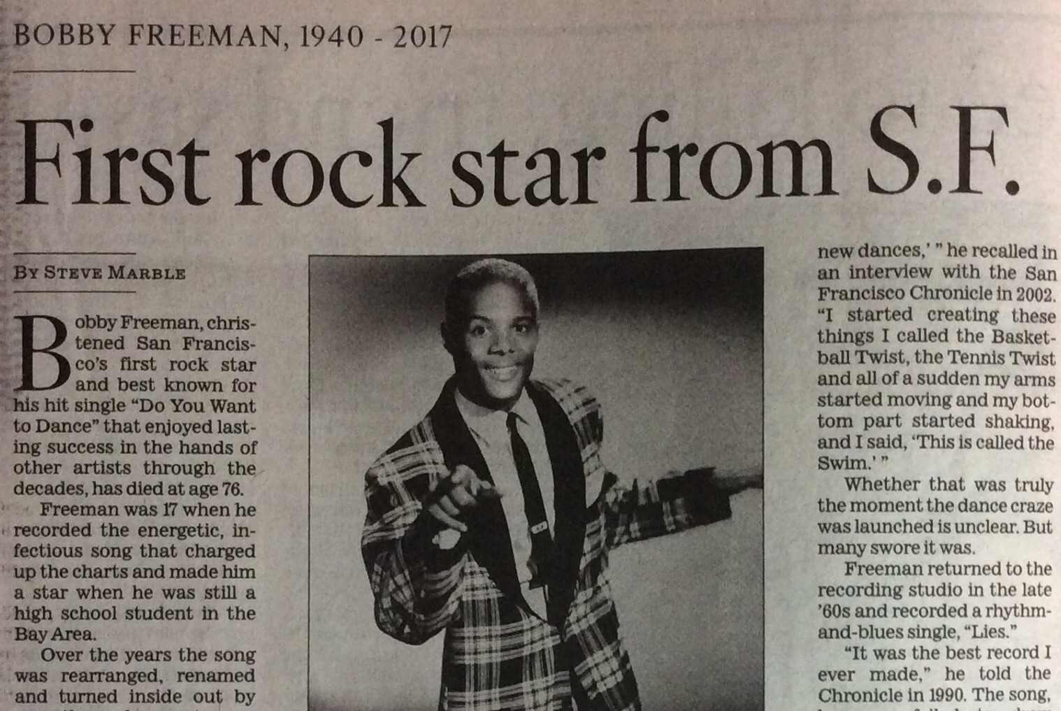 BOBBY FREEMAN 1940 - 2017 FIRST SAN FRANSISCO ROCKSTAR DO YOU WANT TO ...