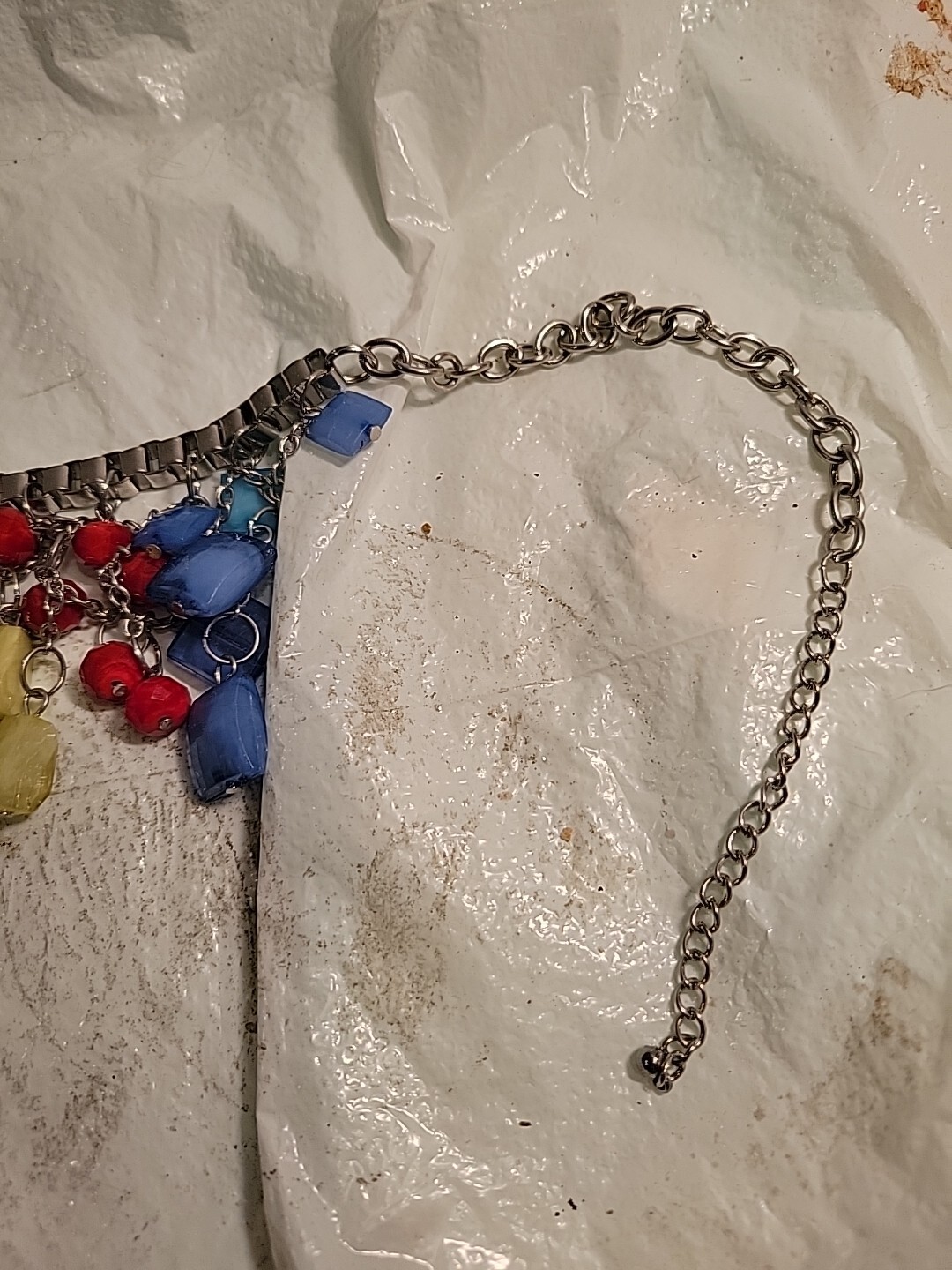 Multiple Colored Plastic Necklace With Hanging Be… - image 6