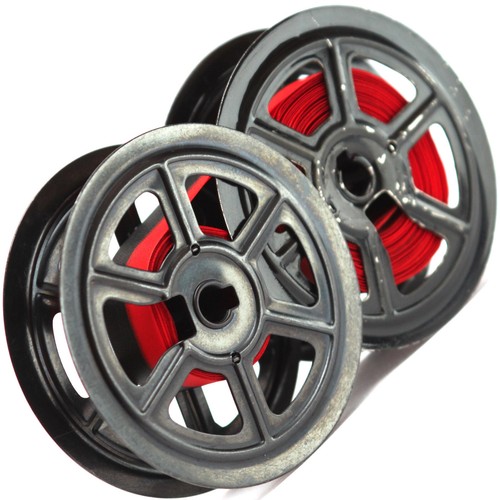 Woodstock Typewriter Twin Metal Spools with New Black Red Ribbon - Picture 3 of 5