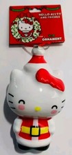 HELLO KITTY AND FRIENDS Santa Hello Kitty Decoupage Christmas Ornament. New 