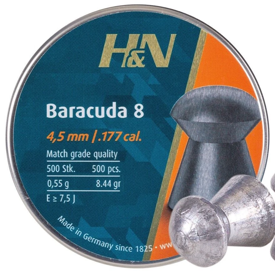 Pellets H&N Baracuda 8 Match Grado 500 unidades DOMED 4,5 mm calibre .177 ALEMANIA Foto 2 de 3