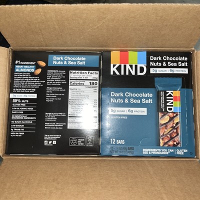 Bars, Dark Chocolate Nuts and Sea Salt, Healthy Snacks, Gluten Free 2 (boxes)