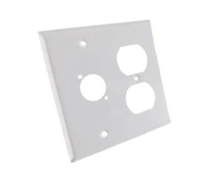 NEW ProCraft White Stainless Steel 2 Gang Wall Plate/ AC Duplex 1 XLR "D" Style