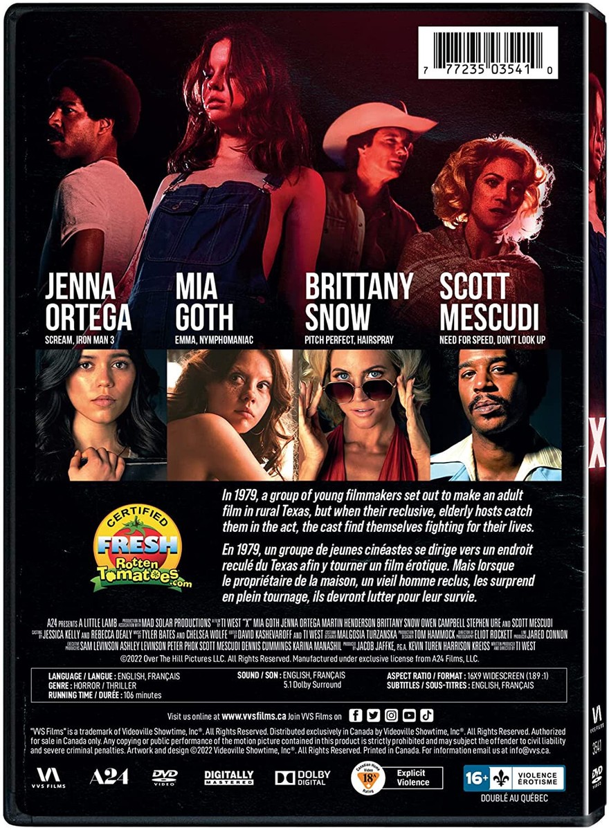 X (DVD) 2022 Mia Goth, Jenna Ortega, Brittany Snow NEW | eBay