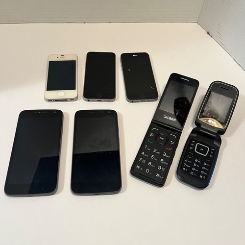 Cell Phone Lot (7) Iphone 4, 5s, 5se, Motorola, LG