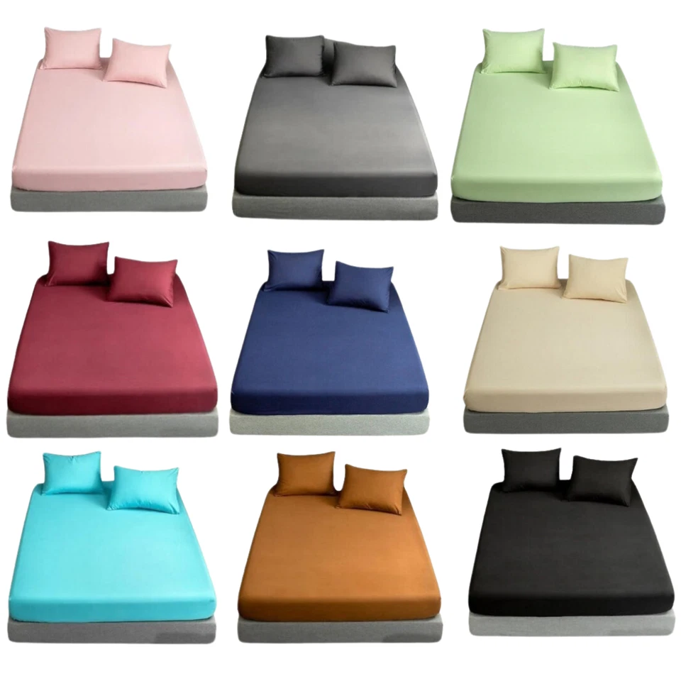 TEXTILE TRENDS 100% Cotton Extra Deep Fitted Sheets 30cm (12") TC 200 Bottom Bed Sheet Uk Sizes