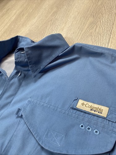 Camisa Columbia PFG Para Hombre Grande Azul Trucha Pesca Ventilada Algodón Mangas Cortas - Imagen 2 de 8