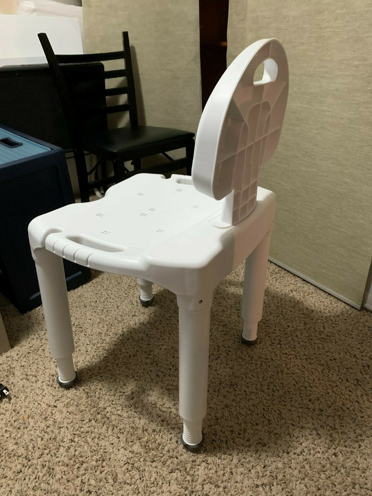 Carex Plastic Adjustable Height Shower Chair White 767674010390 eBay