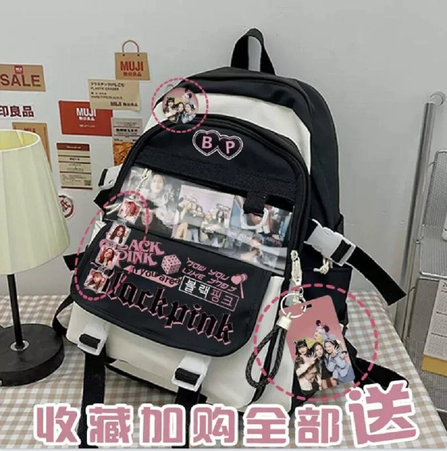 PINK BTS/BLACK-BLACK PINK BAG Latest Trending Stylish Waterproof  Lightweight Casual Simple College School Bag