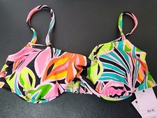 Women's Underwire Bralette Bikini Swim Top Wild Fable Tropical Size Small 4-6