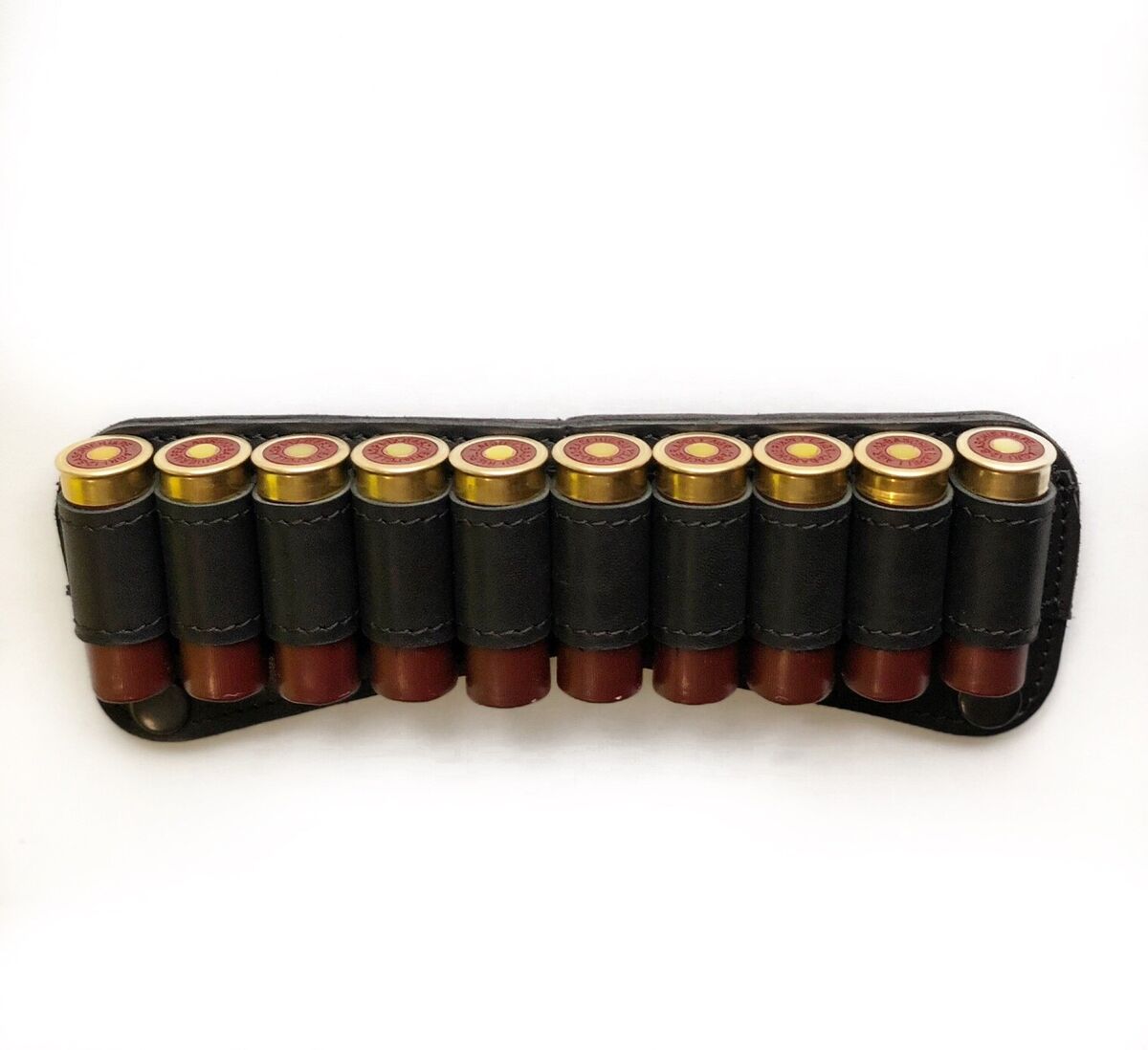 Real Leather 10 Shotgun Shells Holder Pouch Ammo Slide with Press