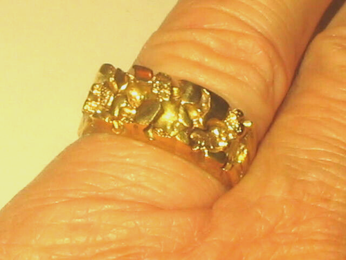 Men's Brutalist 14k Gold Plated REAL Solid Nugget Ring Size 8.5 Free Sizing!