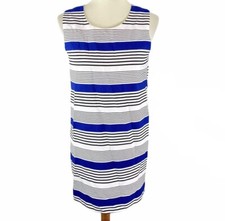 NWT Sans Souci Womans Dress Size S Blue White Stripes Sleeveless (Q)