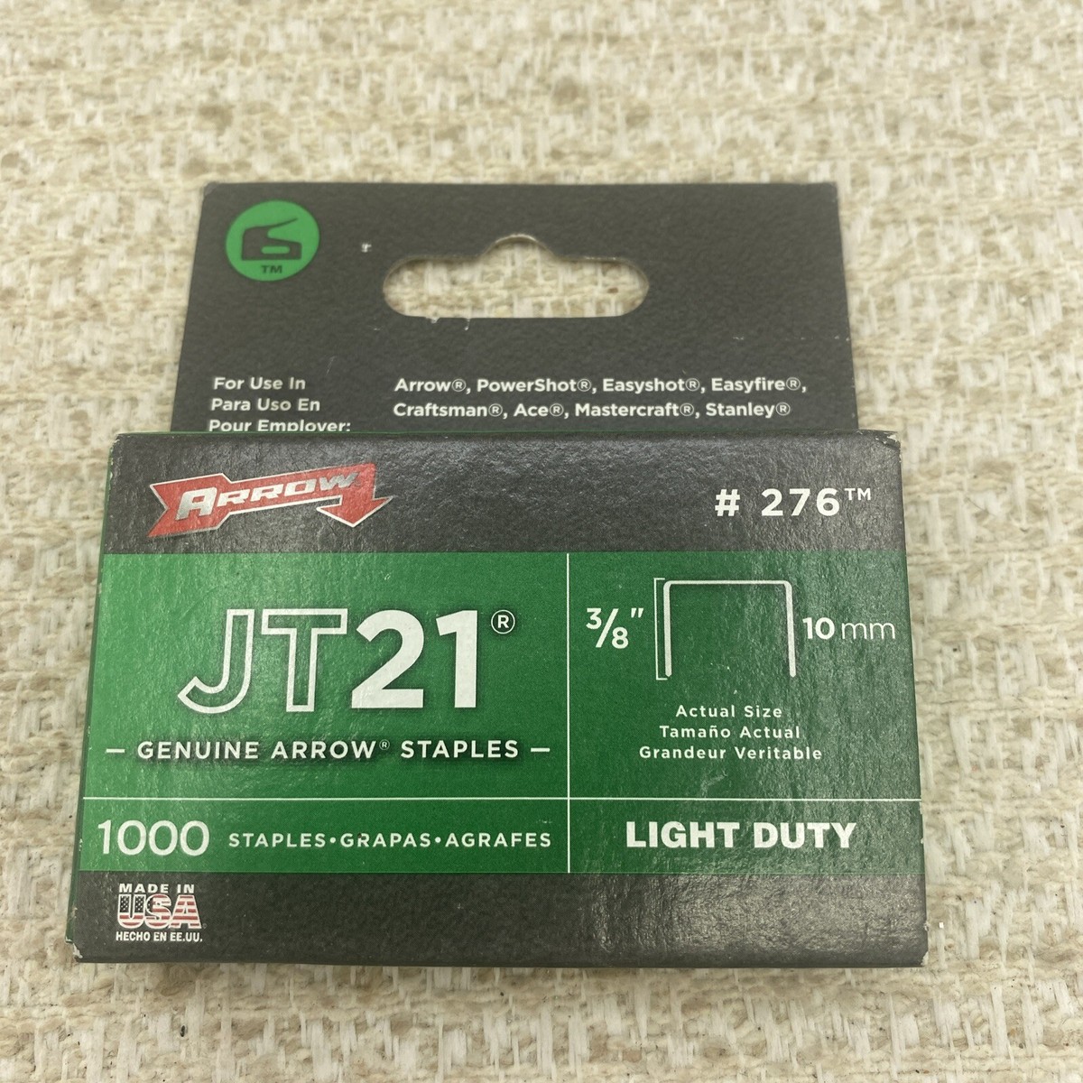 Arrow Staples 214/276 JT21 1 Pk 1/4" 1000 & 1 Pk 3/8" 1000- 2 Packs/2000 Total