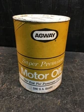 Vtg AGWAY Super Premium 10W 20W 40 Motor Oil 1 Quart Cardboard Full Can
